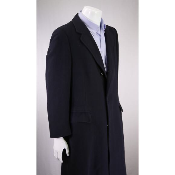 Franco's Custom Navy Blue 100% Cashmere Karamai Full Length Overcoat Coat 42R - Picture 3 of 7